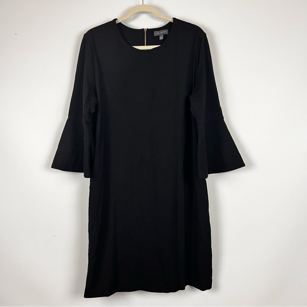 The Limited 3/4 Sleeve XL Black Dress Bell Sleeve Zipper Back Rayon blend